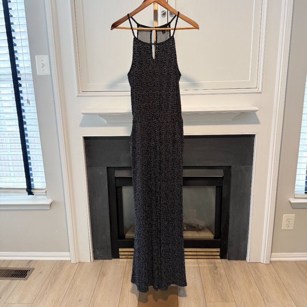 ⚫ ⚪ Black Polka Dot Sleeveless Jumpsuit with Pockets| Goldray | Size M